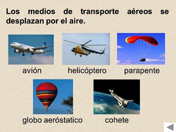 Ejemplos de Medio de transporte aéreo